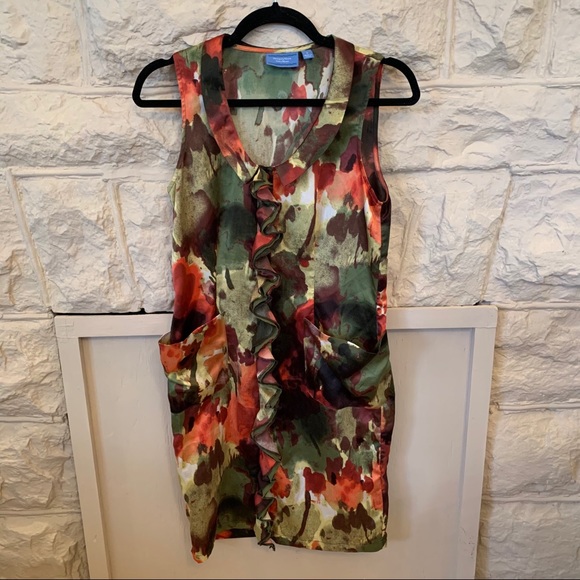 Vera Wang Sleeveless Floral Ruffle Dress - Picture 6 of 8